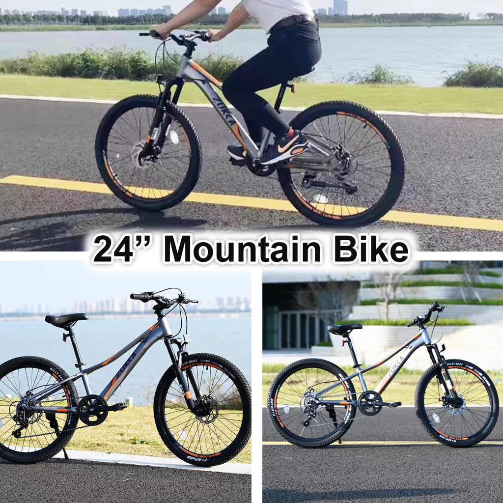 24 in 7-Speed Aluminum Mountain Bike with Double Disc Brake O5426