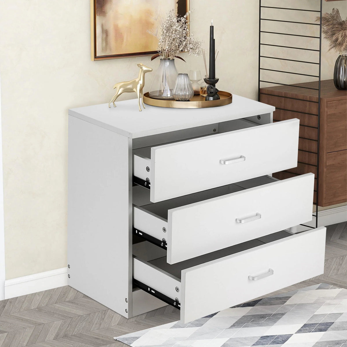 Black 4 Drawer Wood Dresser Z24972