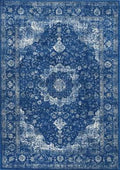 Dark Blue Vintage Persian Area Rug 5' Round F488