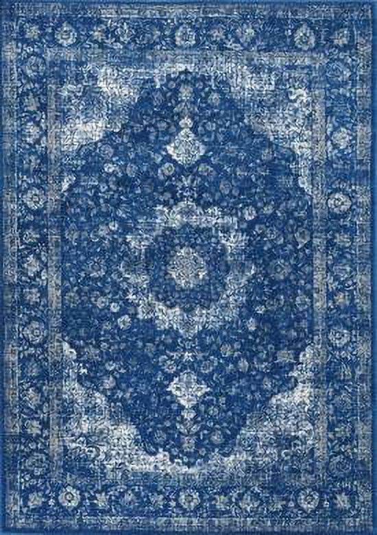 Dark Blue Vintage Persian Area Rug 5' Round F488