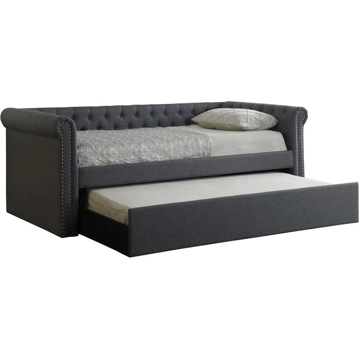 Gray Fabric Tufted Daybed with Trundle X610514