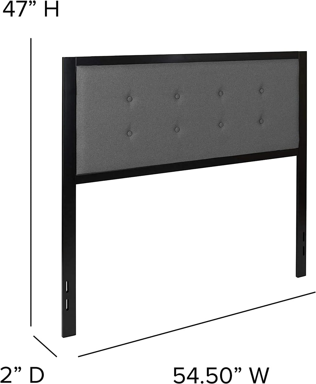 Full Size Upholstered Tufted Dark Gray Headboard J43861
