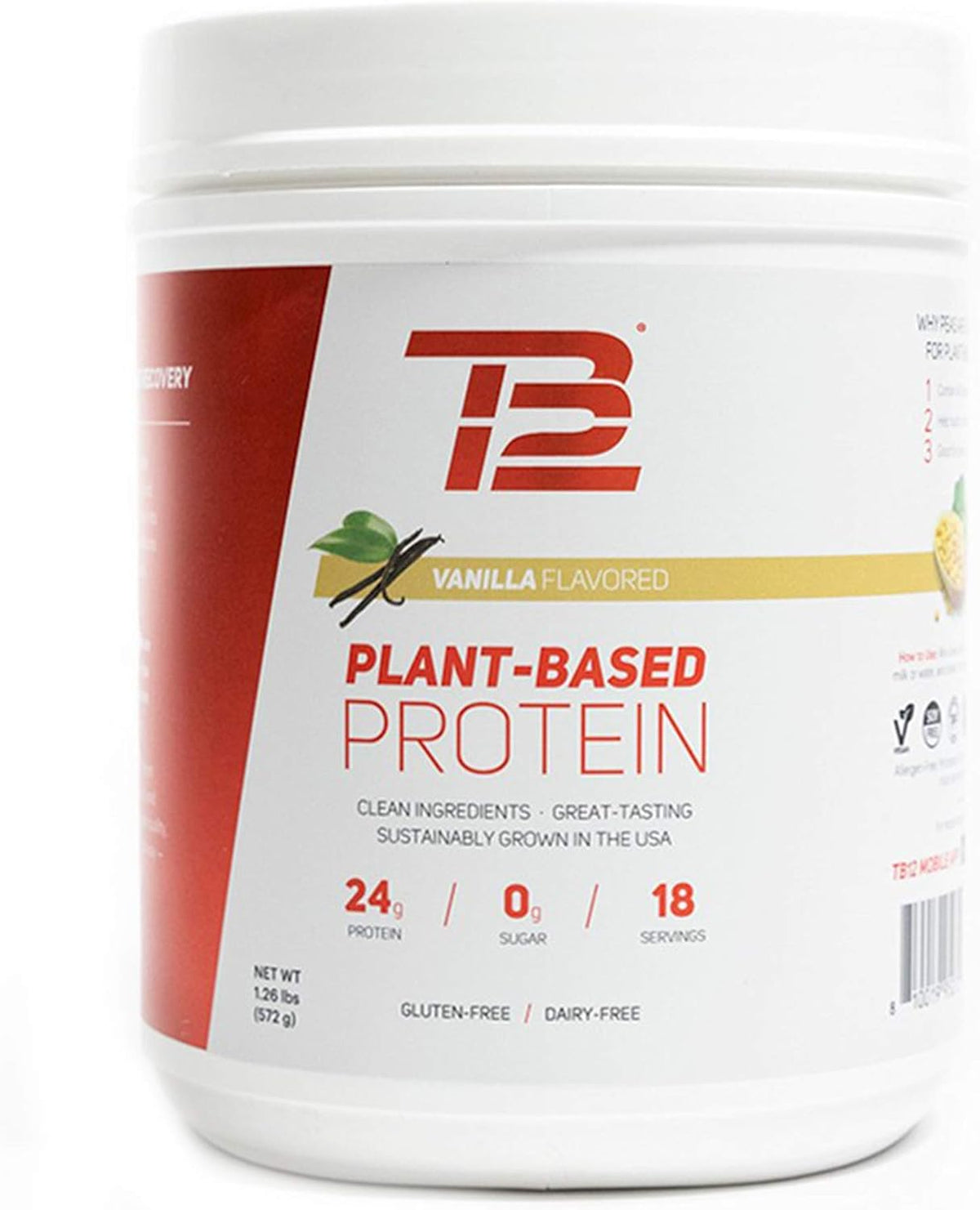 Vanilla Plant Based Pea Protein Powder, 18 Servings, Pack of 2 D3712