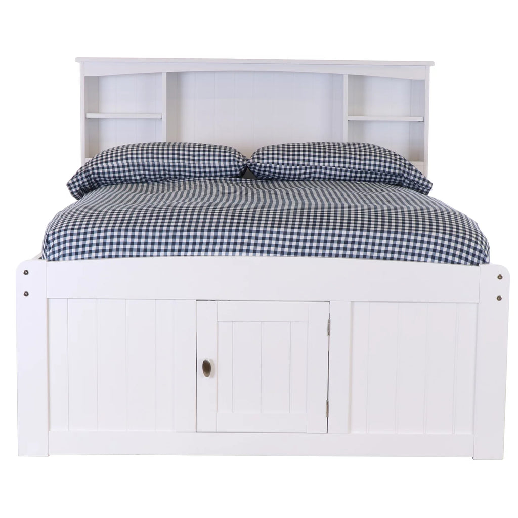 Solid Pine Bookcase Bed in Casual White Q384635