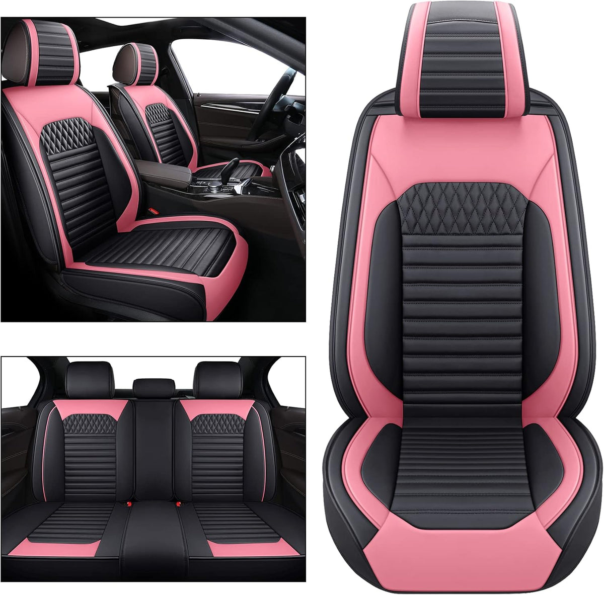 Black and Pink Full Set Seat Covers D40755