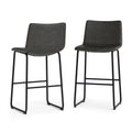 Distressed Charcoal Grey Faux Leather Bar Stool Set of 2 M865
