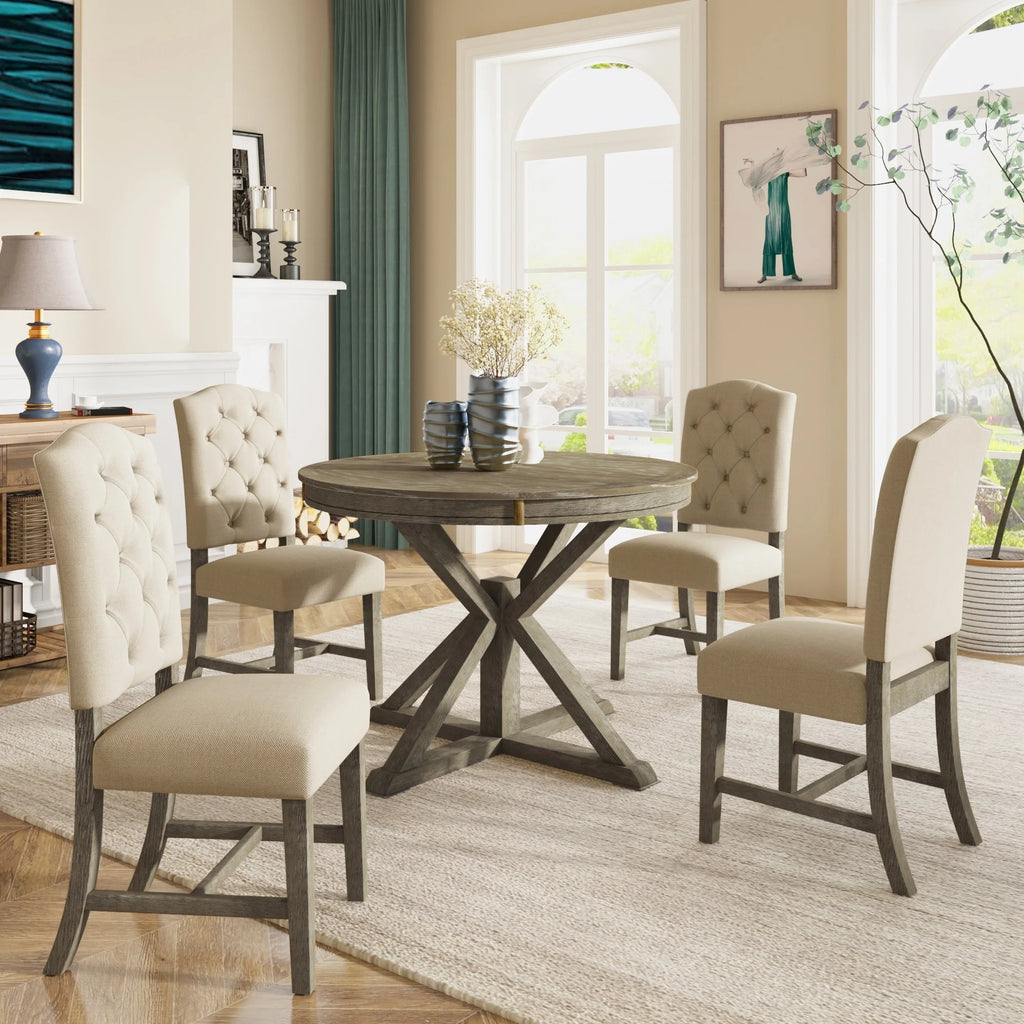 5 Piece Dining Table Set with 4 Upholstered Chairs B1073