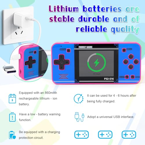 Handheld Game with 220 32-bit Video Games, 3.0” IPS Screen, Rechargeable Portable Mini Arcade X480249