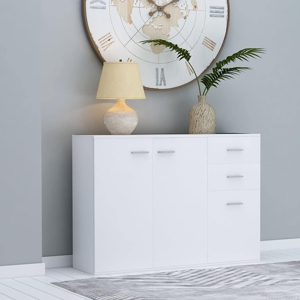 White Sideboard Cabinet with 3 Drawers V8693