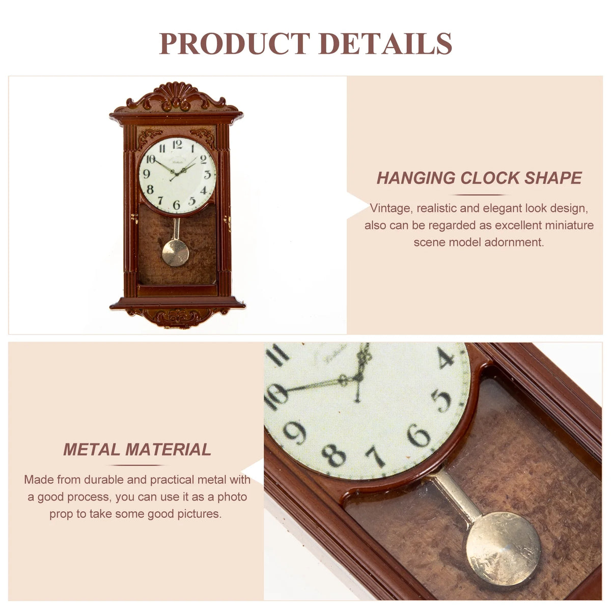 Metal Dollhouse Hanging Clock Toy Doll Furniture R799