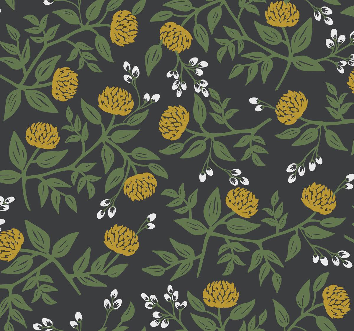 Black & Gold Peonies Wallpaper W325