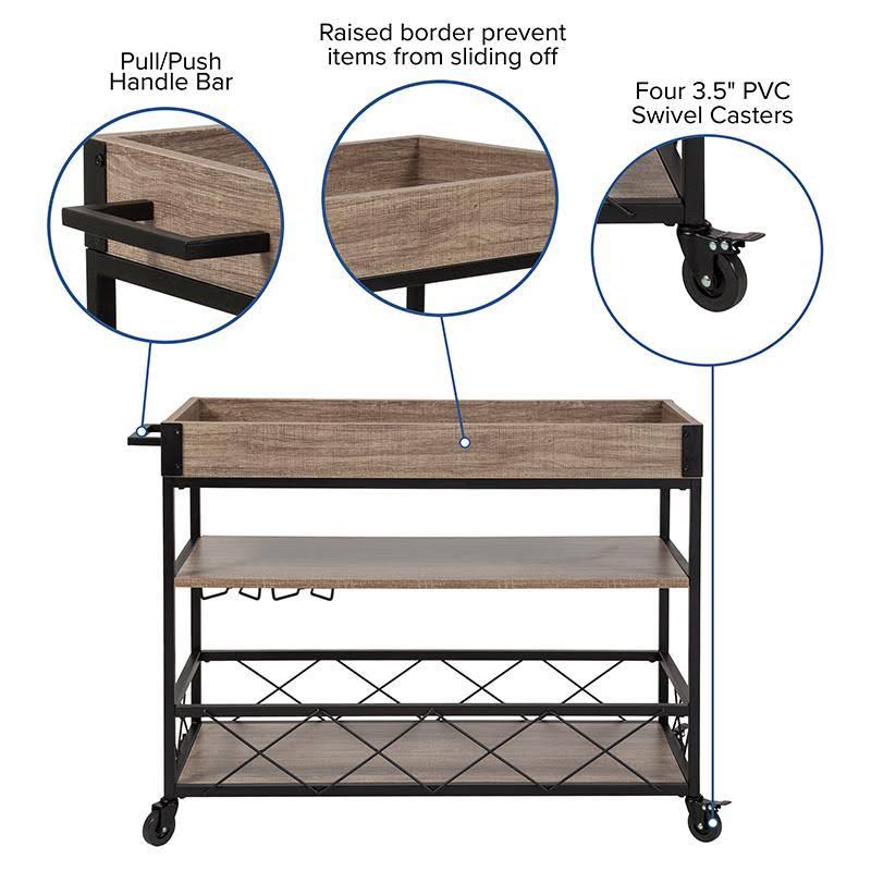 Oak Wood Kitchen Bar Cart M29687