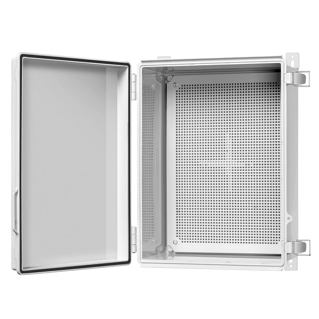 Junction Box, Hinged Cover Stainless Steel Latch IP67 Waterproof Plastic Enclosure 400×300×180mm S598375