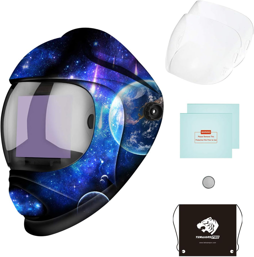 Auto Darkening Welding Helmet with Ultra Large Viewing Screen, 4 Arc Sensor, 1/1/1/2 Optical Clarity, Pack of 2 S801945