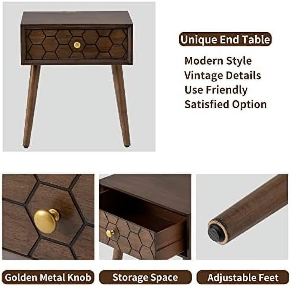 Rose Wood Brown End Table with Drawer S410011
