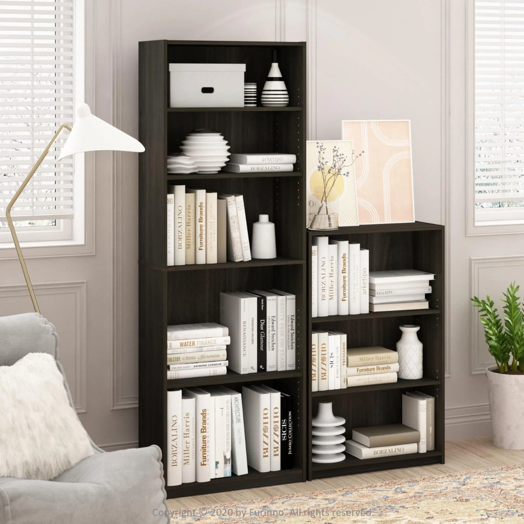 White 5-Shelf Engineered Wood Bookcase W6925