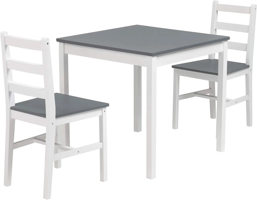 3-Piece Wood Dining Table and Chairs Set, Gray J5096