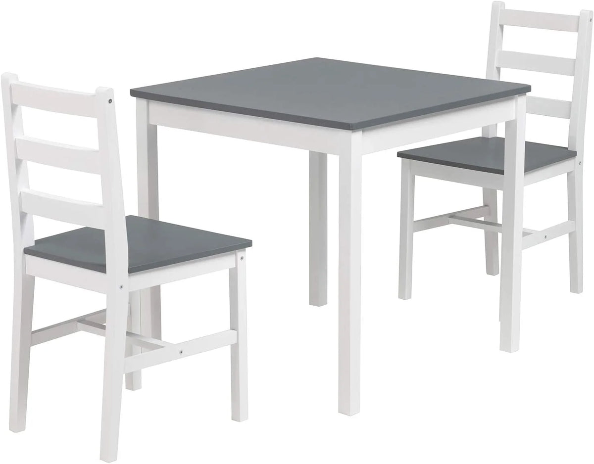 3-Piece Wood Dining Table and Chairs Set, Gray J5096