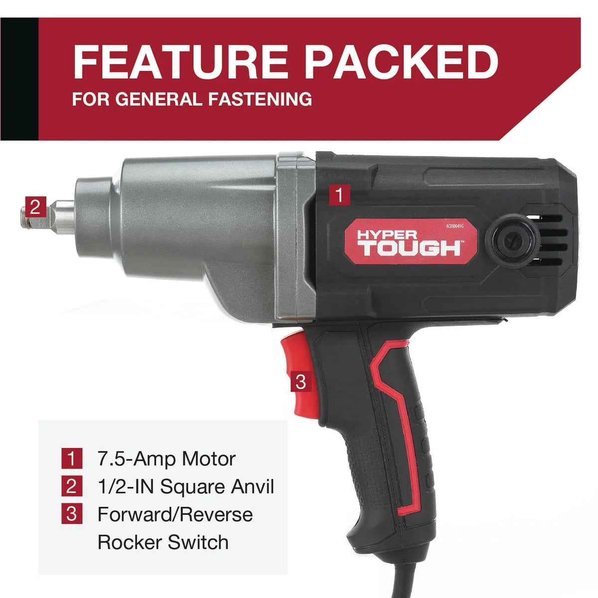 7.5A Corded Impact Wrench with 1/2 inch Anvil F988