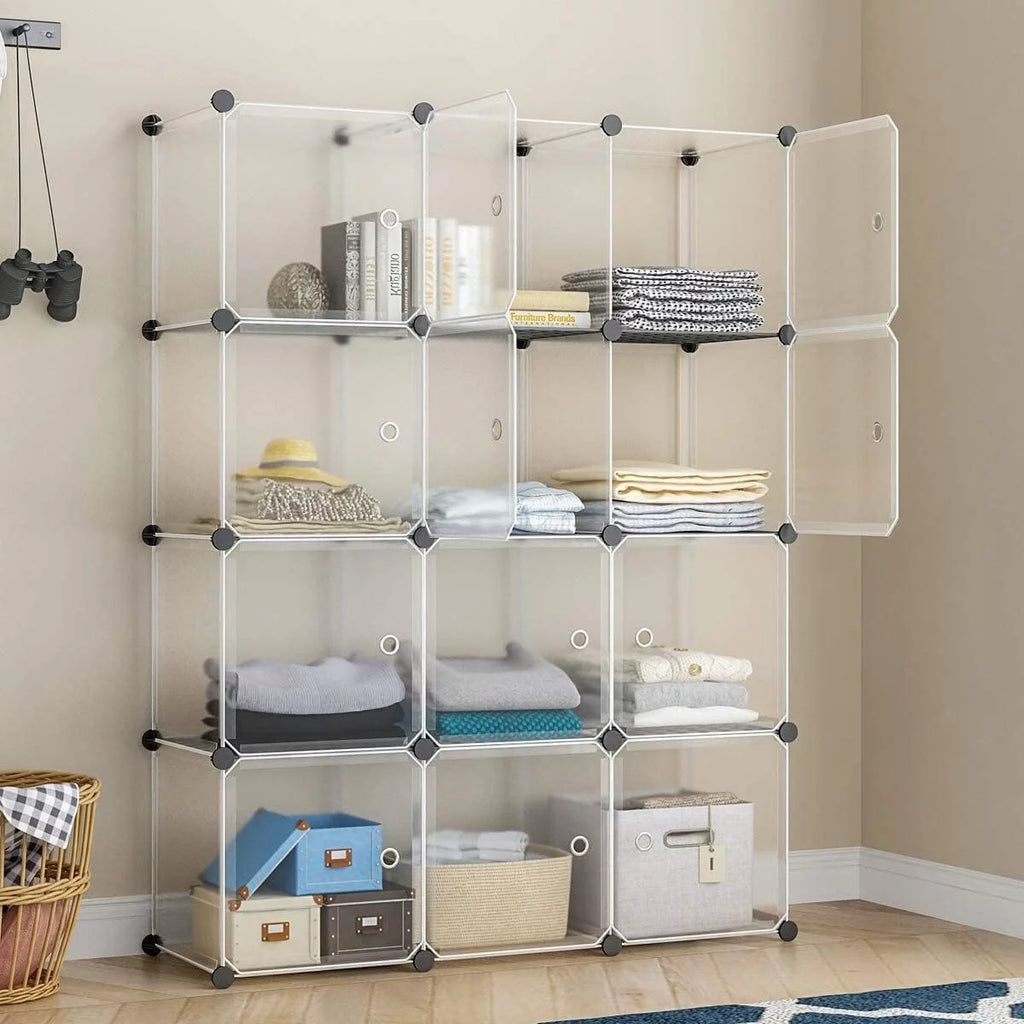 12 Cube Plastic Storage Organizer with Doors B72149