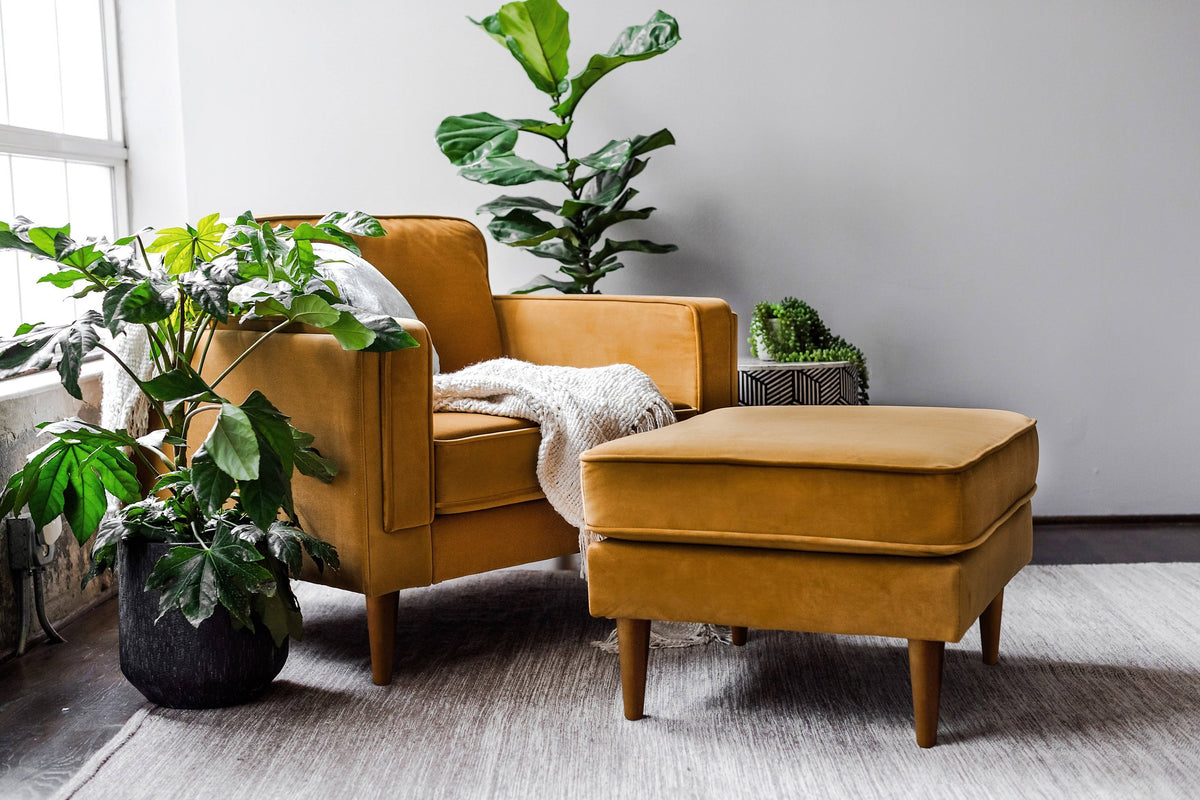 Mustard Velvet Ottoman F38570