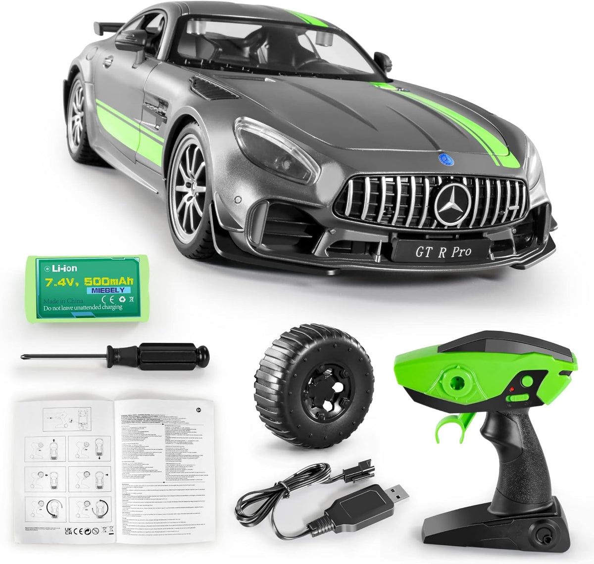 1/16 Scale RC Car with Lights, 2.4Ghz Remote Control, Pack of 2 A913528