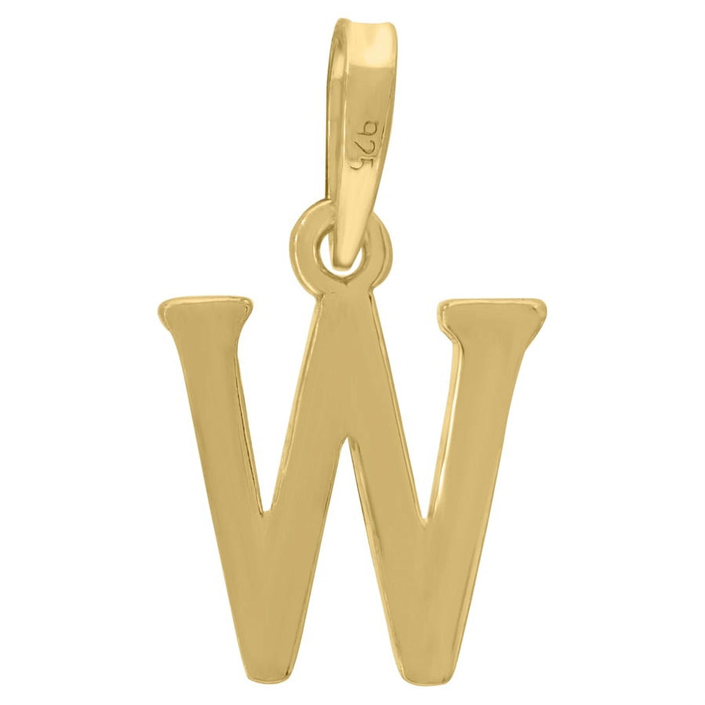Yellow Tone Letter W Charm Pendant Necklace G220