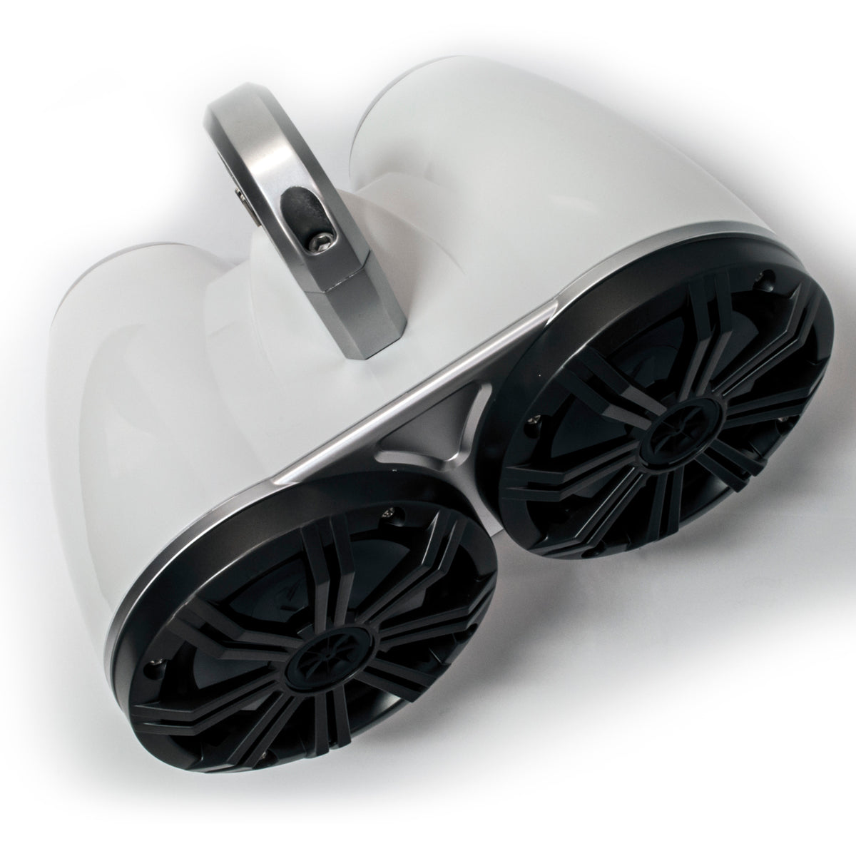 White Dual Wake Tower System with Charcoal 6.5" Marine RGB LED Speakers X3916