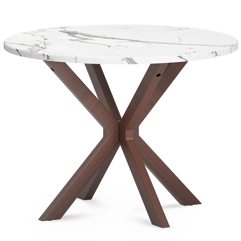 39.4" Round Wood Dining Table with Steel Legs Y4373