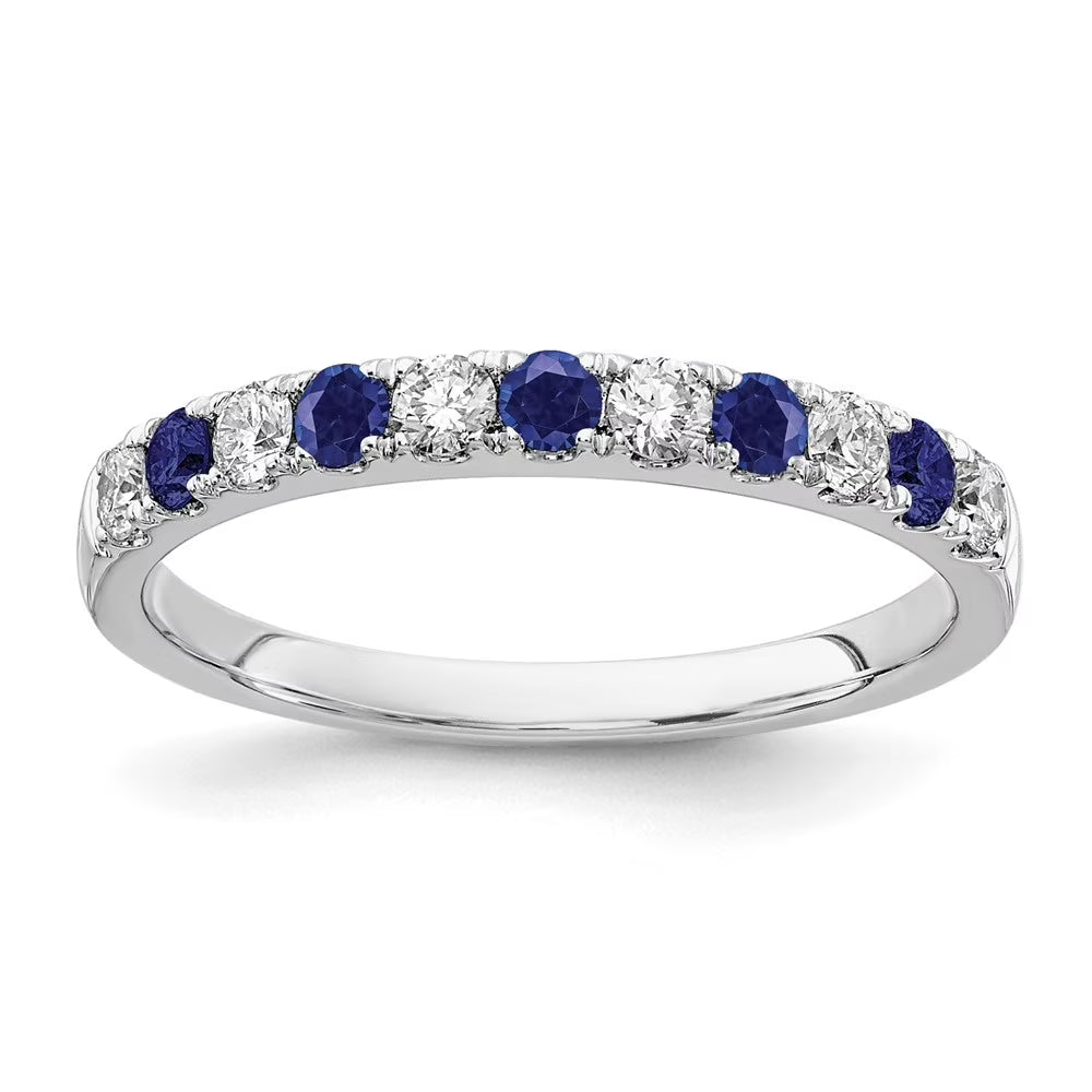 14k White Gold Sapphire & Lab Grown Diamonds Engagement Ring Q9215