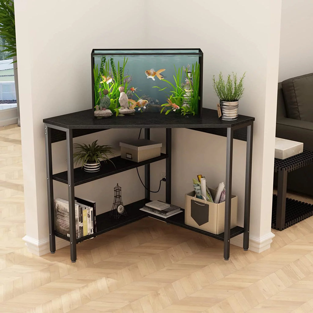 Corner Desk with Outlets USB Ports Storage Shelves Y915577