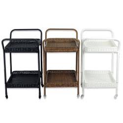 White Wicker Patio Serving Cart V2384