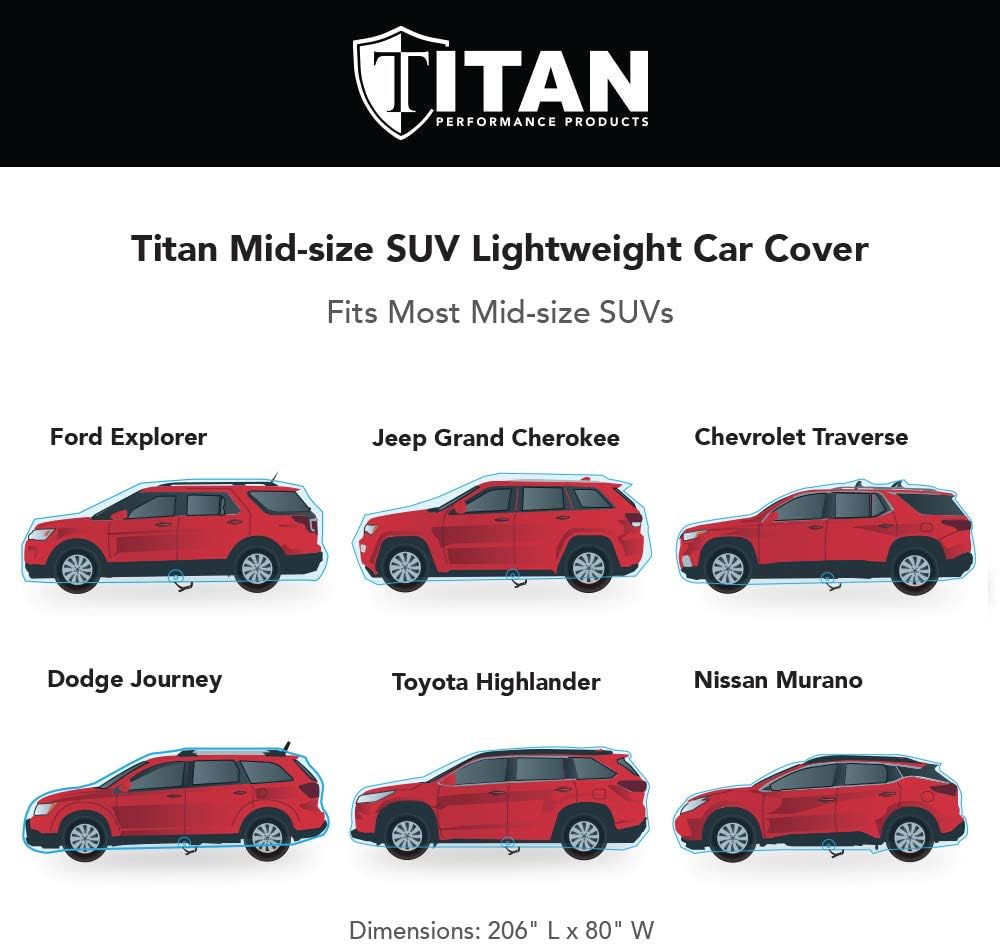 Lightweight Poly 210T Car Cover for Mid-Size SUV 188-206 F62143
