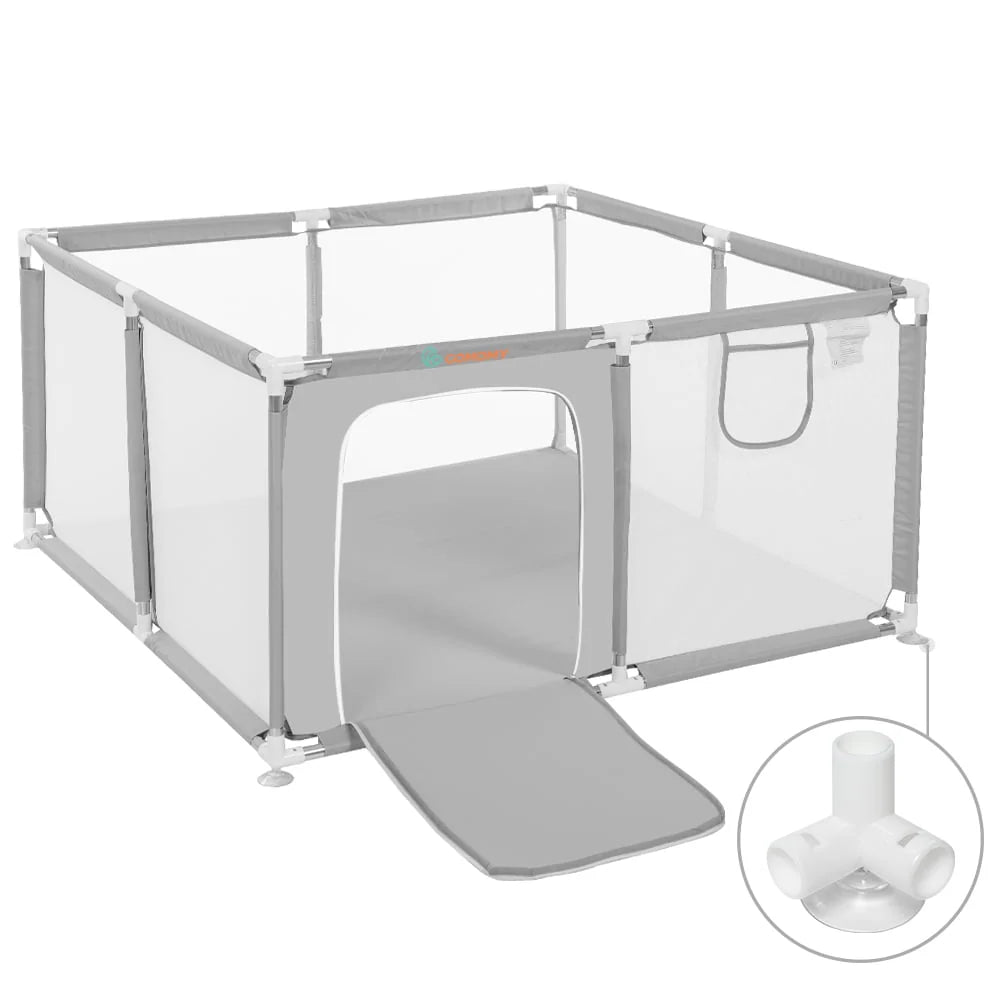 Portable 4-Panel Baby Playpen with Basketball Hoop I256859