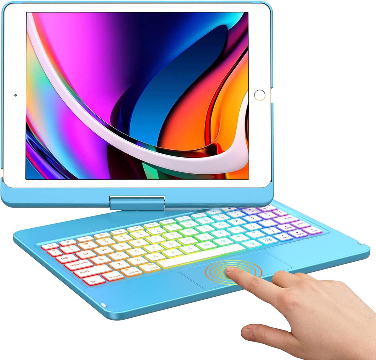 iPad 9th Generation Case with Keyboard and Pencil Holder, Backlit, Touchpad (Purple) F88967