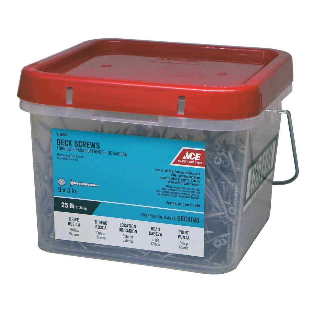 Coarse Deck Screws No. 9 x 3 in. Galvanized 25 lb. Bucket F299