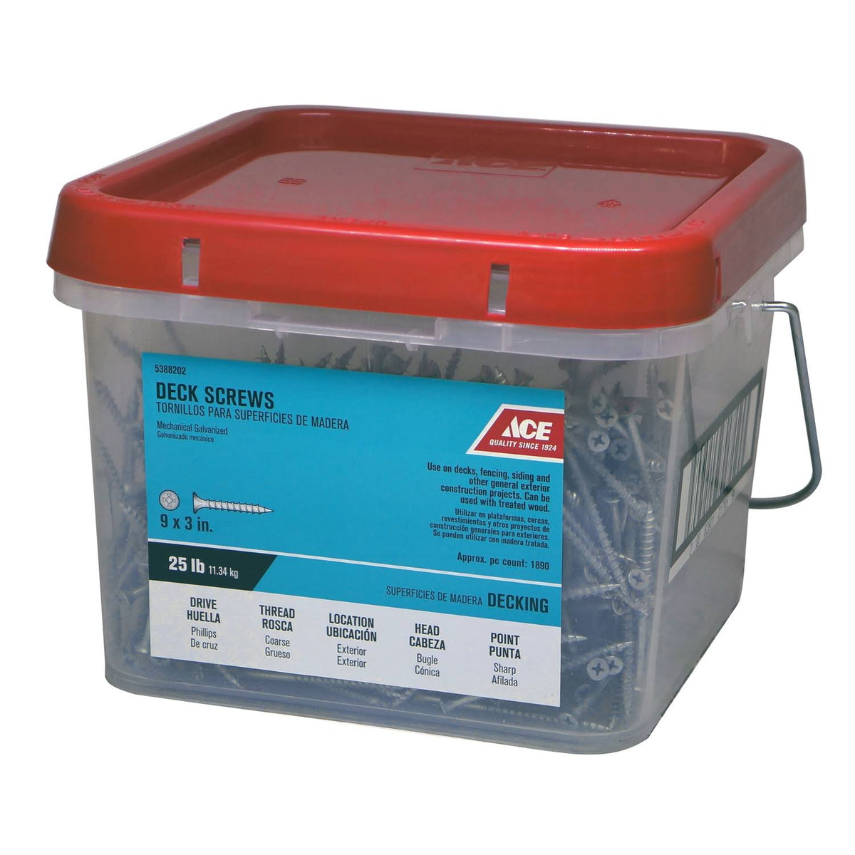 Coarse Deck Screws No. 9 x 3 in. Galvanized 25 lb. Bucket F299