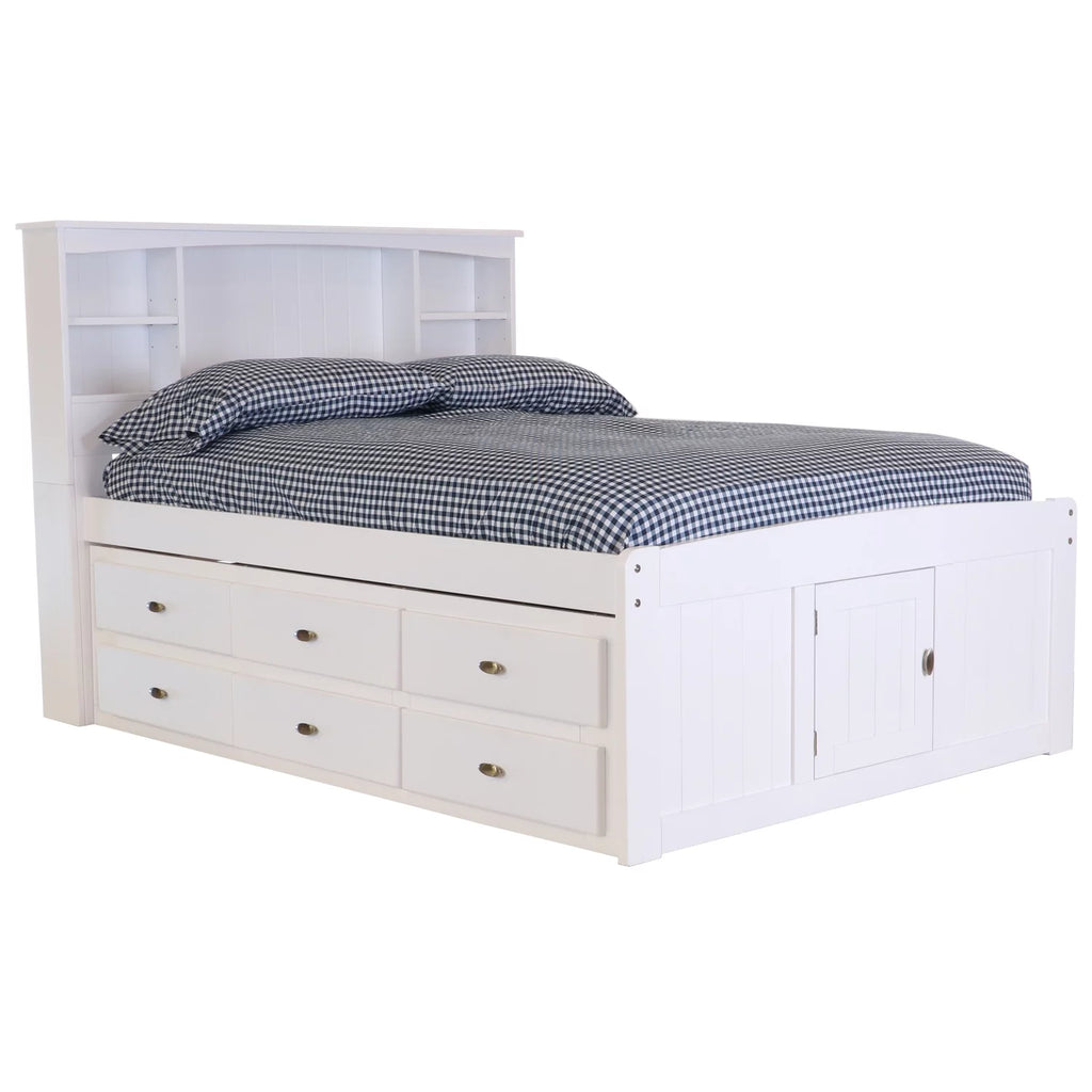 Solid Pine Bookcase Bed in Casual White Q384635