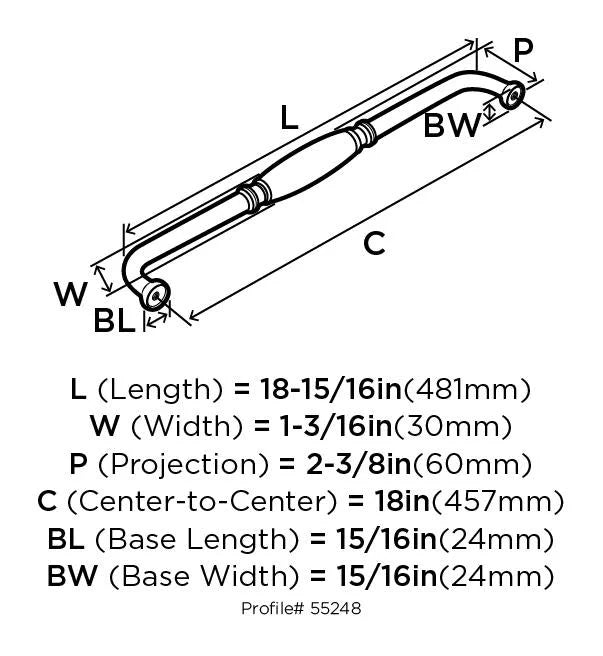 18" Center To Center Appliance Pull H6288