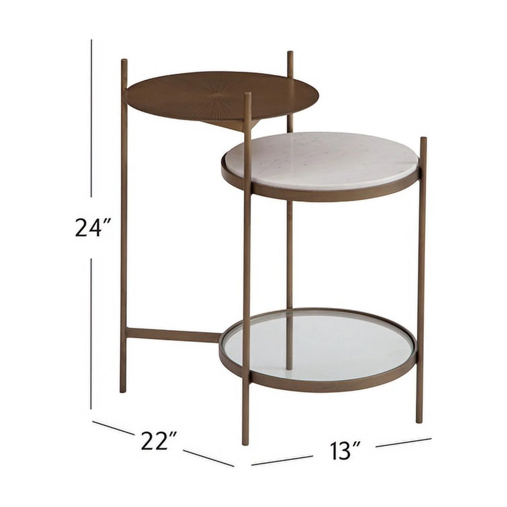 Gold Accent Table with Marble Shelf X121