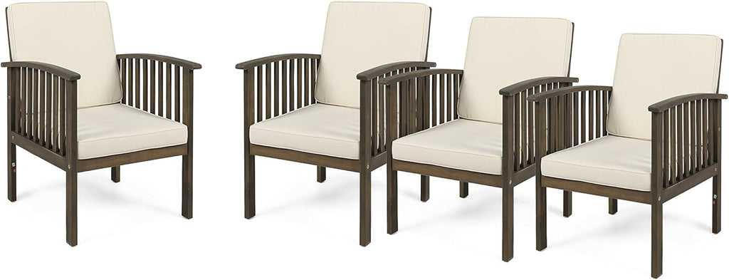Brown Patina and Dark Teal Acacia Wood Club Chairs (Set of 4) P3479