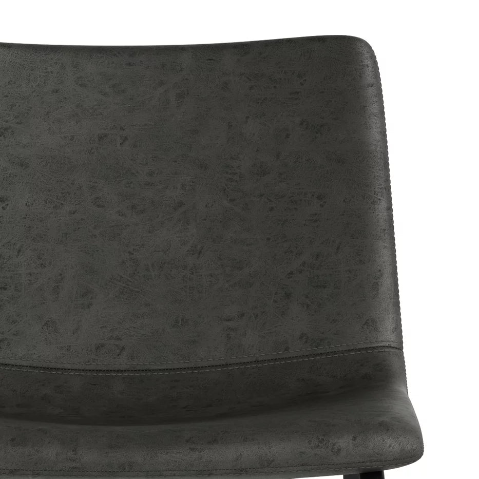Distressed Charcoal Grey Faux Leather Bar Stool Set of 2 M865