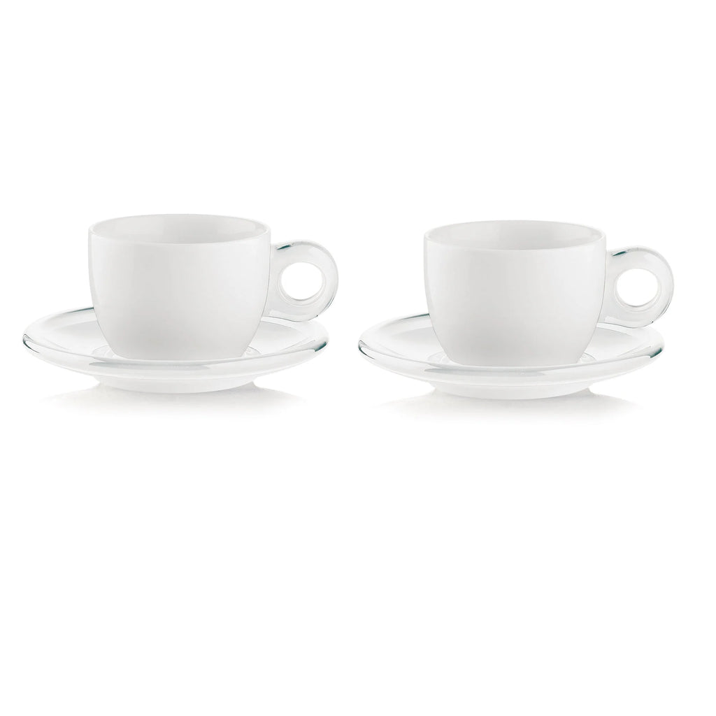 Set of 2 Cappuccino Cups With Saucers Sky Grey X288