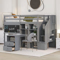 Twin Size Wood Loft Bed with Desk and Storage N88001