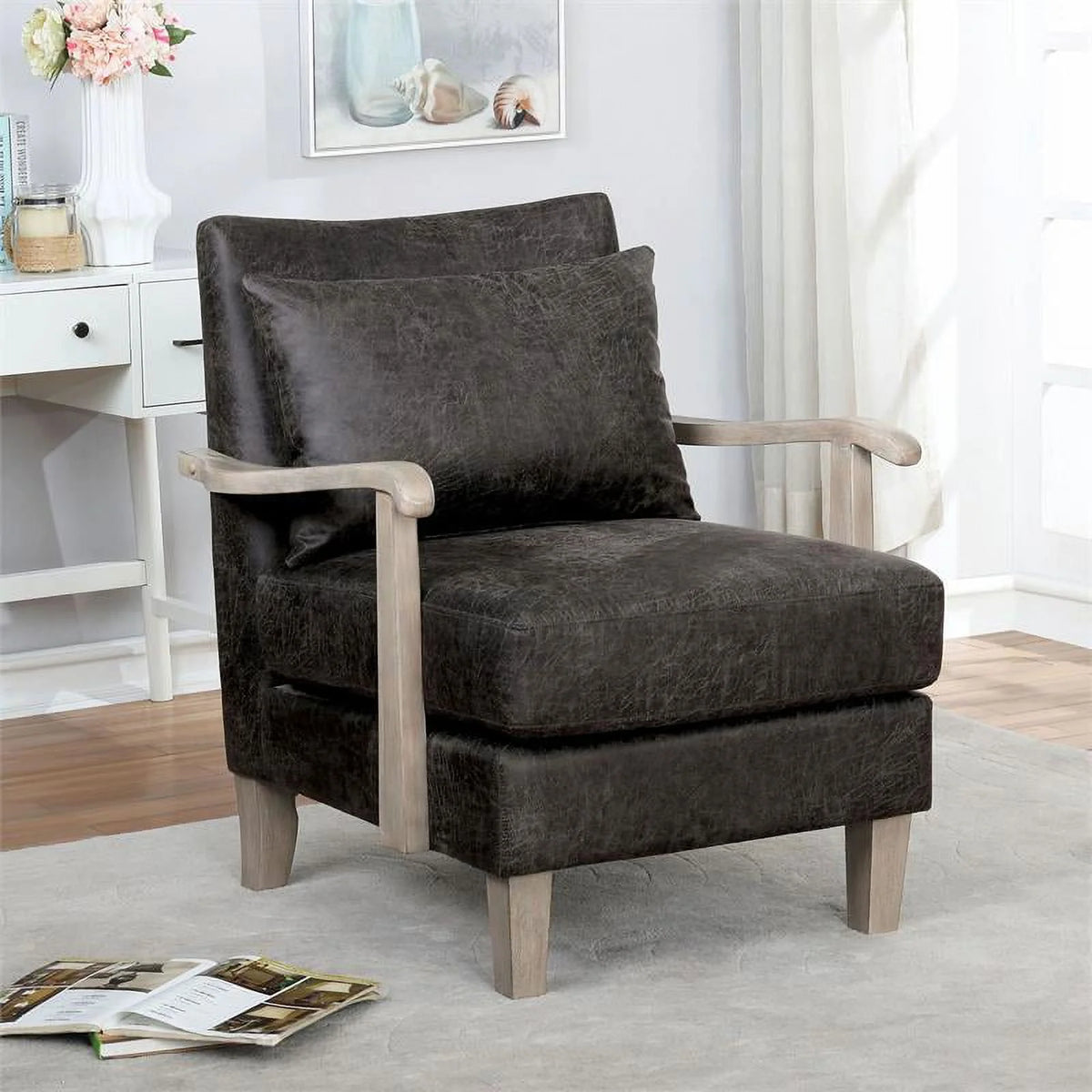 Light Gray Faux Leather Accent Chair (Set of 2) G730