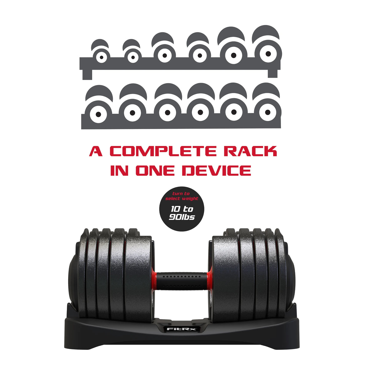 Adjustable Dumbbell 10-90 lbs Black Q427