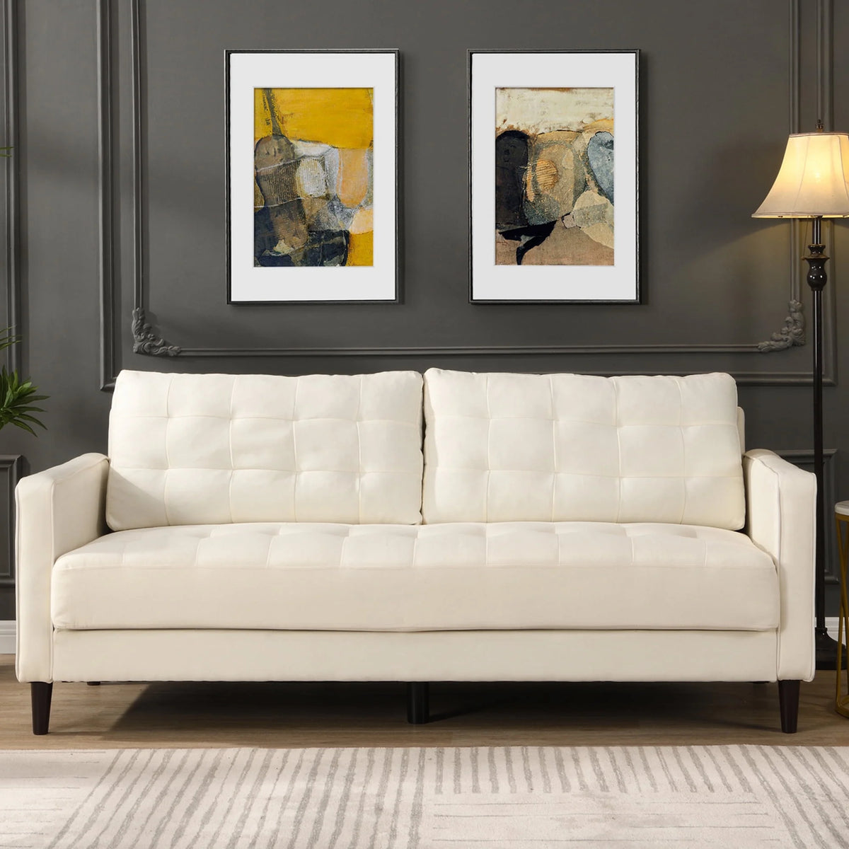 Green Velvet Tufted Sofa D876