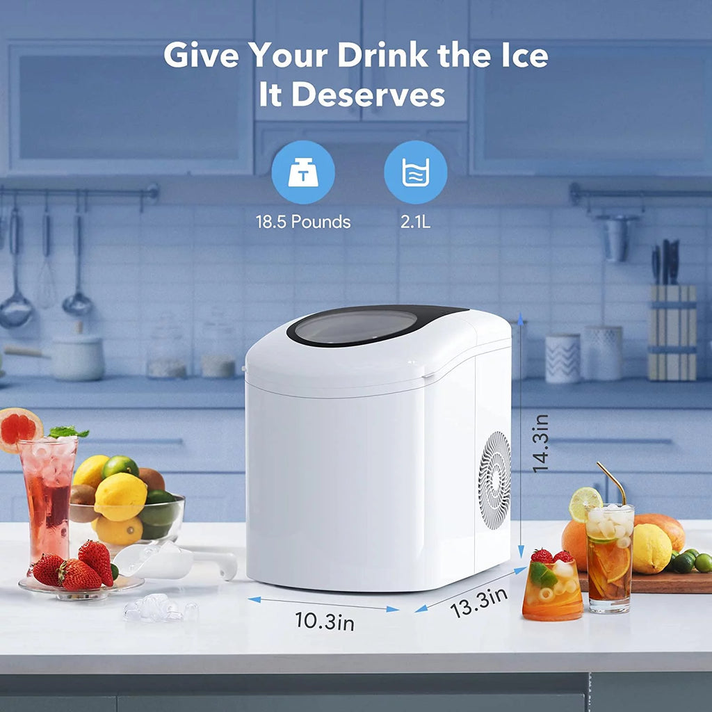 Countertop Ice Maker 26.5 lbs 9 Cubes 2 Sizes White G507