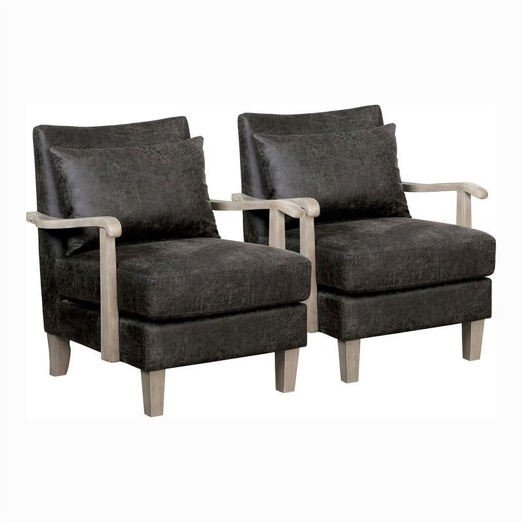 Light Gray Faux Leather Accent Chair (Set of 2) G730
