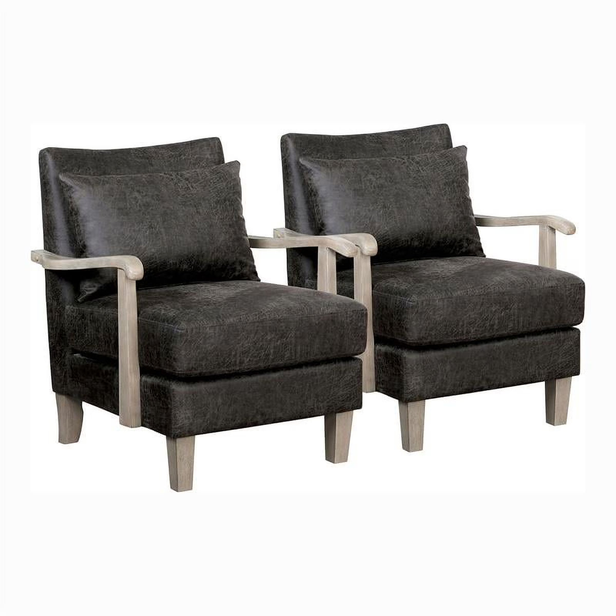 Light Gray Faux Leather Accent Chair (Set of 2) G730
